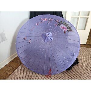 Elegant Purple Parasol with Floral Design